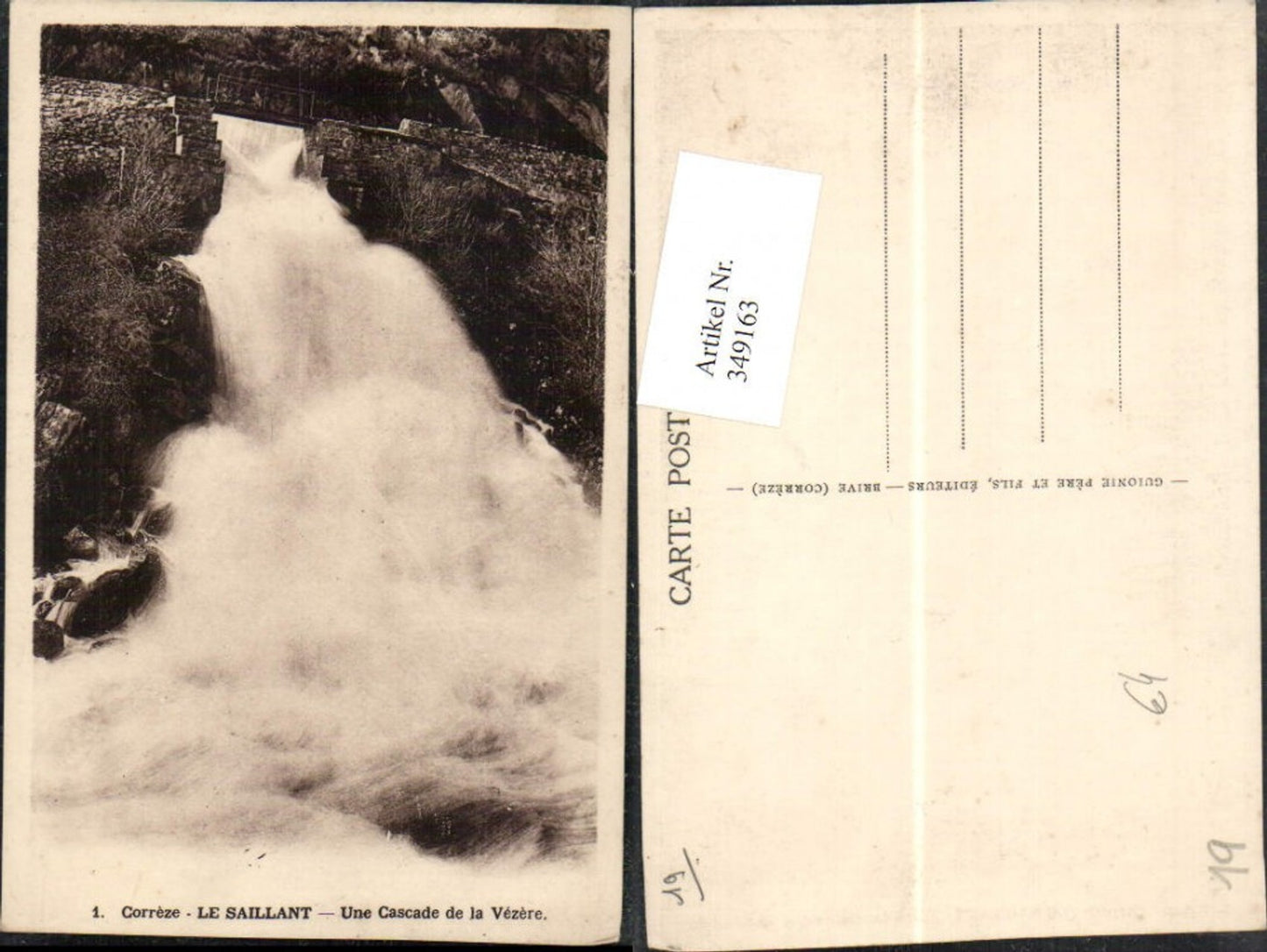349163,Limousin Correze Le Saillant Une Cascade de la Vezere Wasserfall