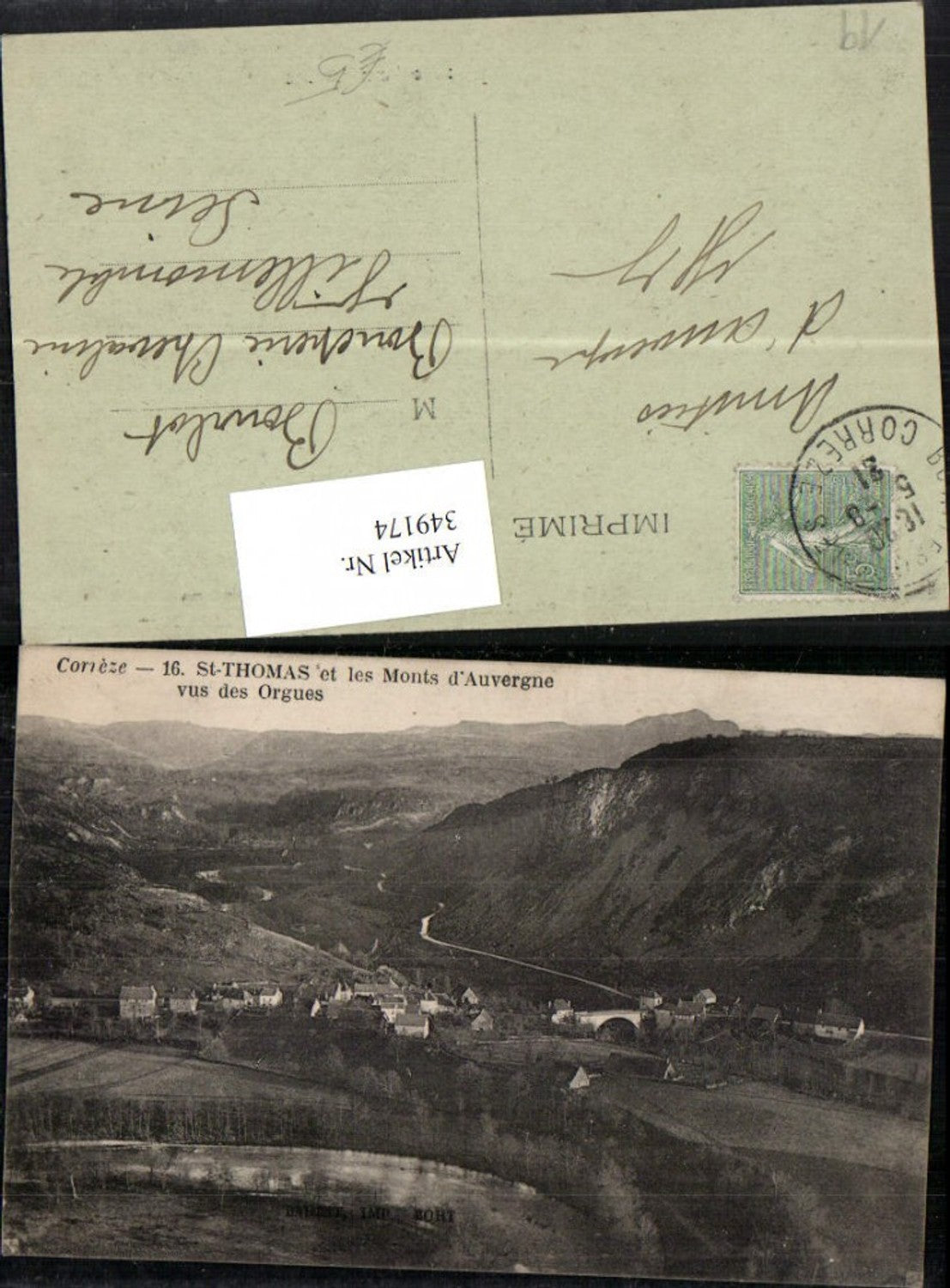 349174,Limousin Correze St-Thomas et les Monts d'Auvergne vus des Orgues Totale