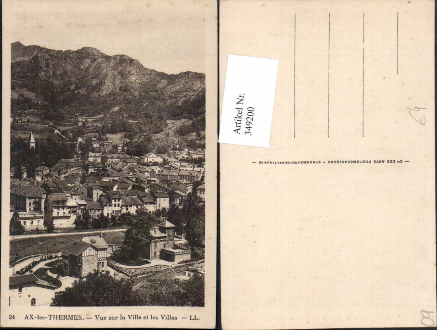 349200,Midi-Pyrenees Ariege Ax-les-Thermes Vue sur la Ville et les Villas Totale