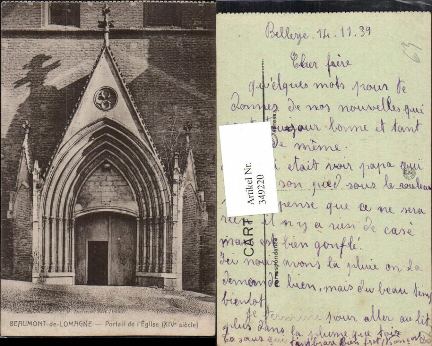 349220,Midi-Pyrenees Tarn-et-Garonne Beaumont-de-Lomagne Portail de l'Eglise Kirchenportal