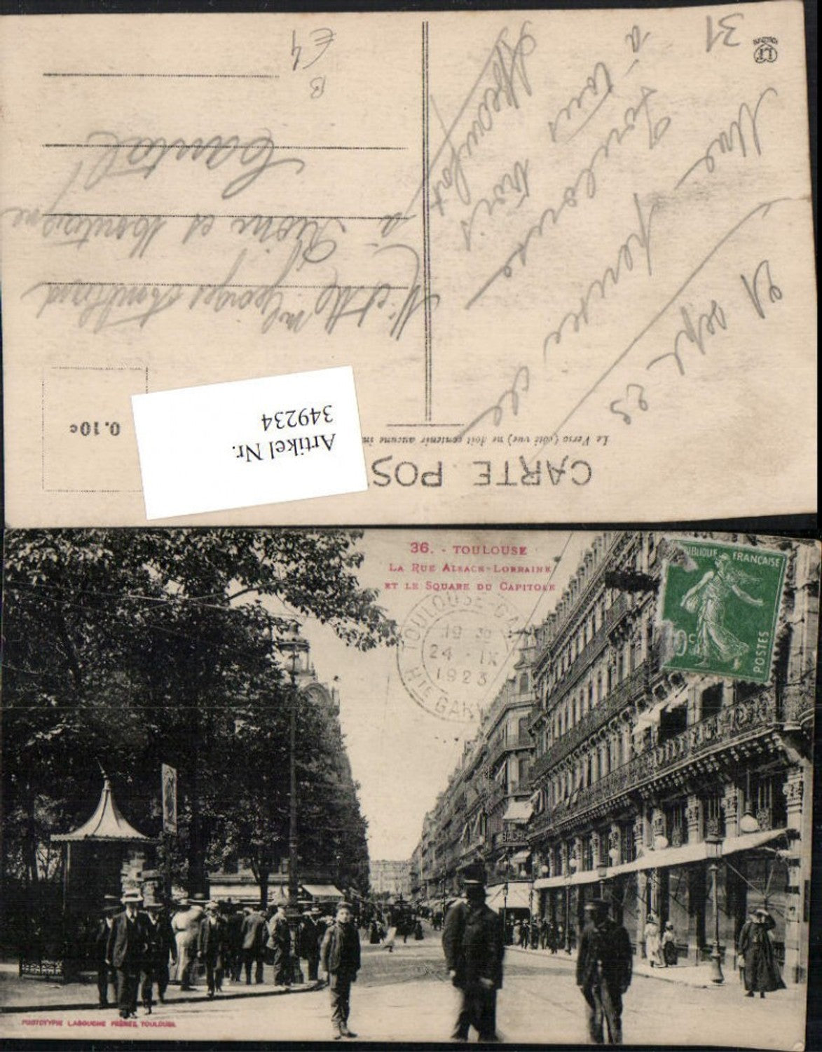 349234,Midi-Pyrenees Haute-Garonne Toulouse La Rue Alsace-Lorraine et le Square du Capitole