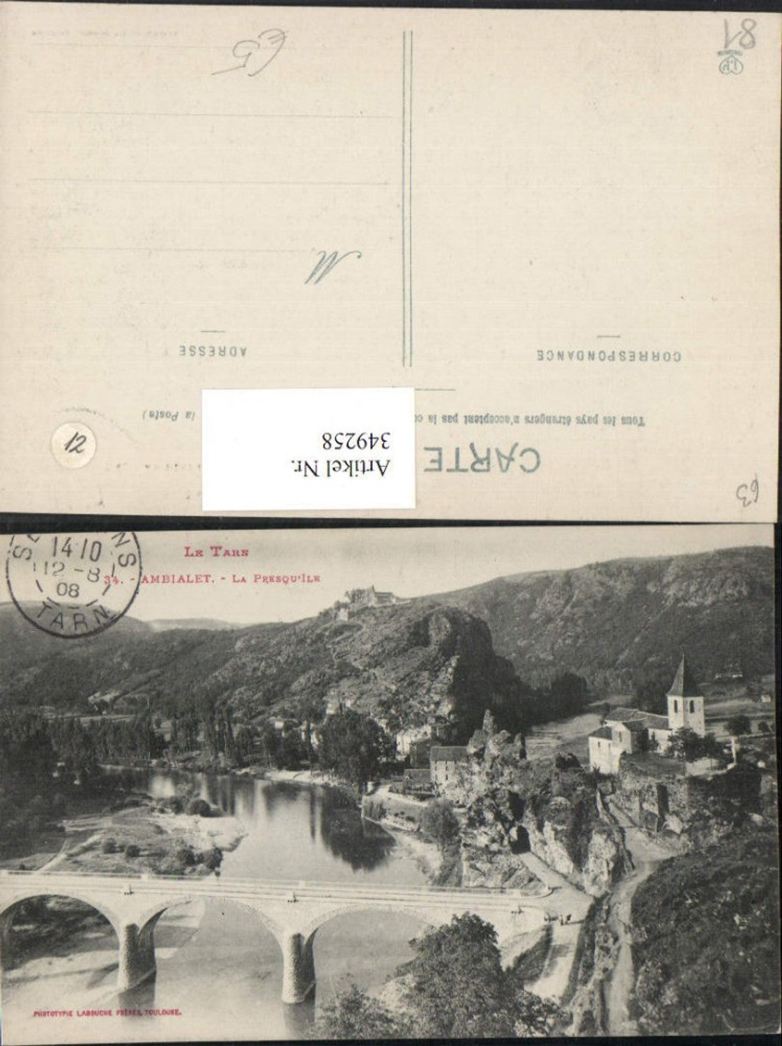 349258,Midi-Pyrenees Tarn Ambialet La Presqu'Ile Brücke