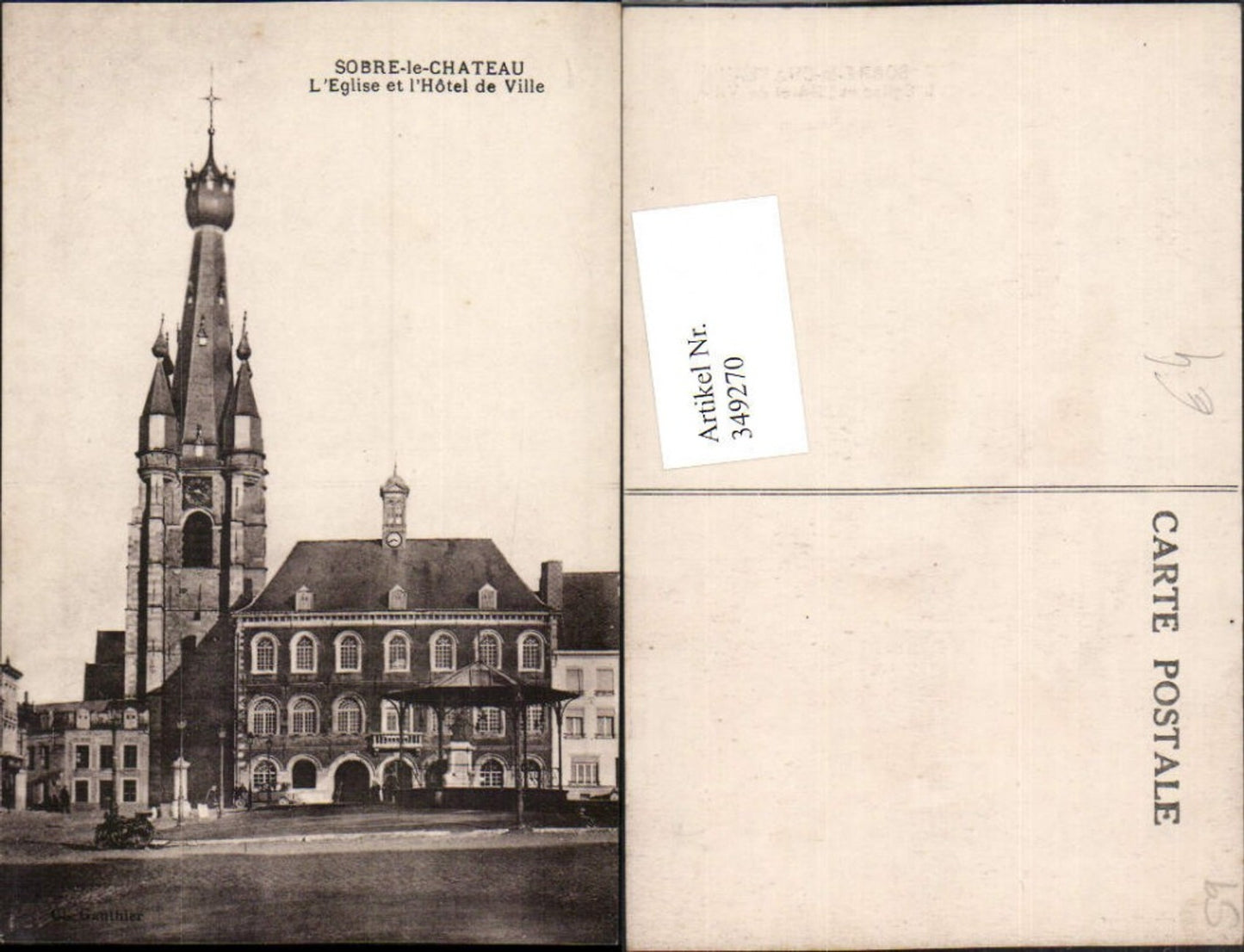 349270,Nord-Pas-de-Calais Nord Solre-le-Chateau L'Eglise et l'Hotel de Ville Rathaus Kirche