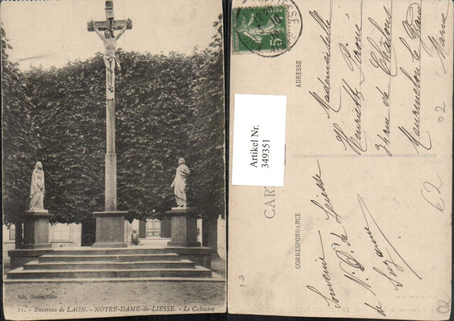 349351,Picardie Aisne Laon Notre-Dame-de-Liesse Le Calvaire Crucifix Cross
