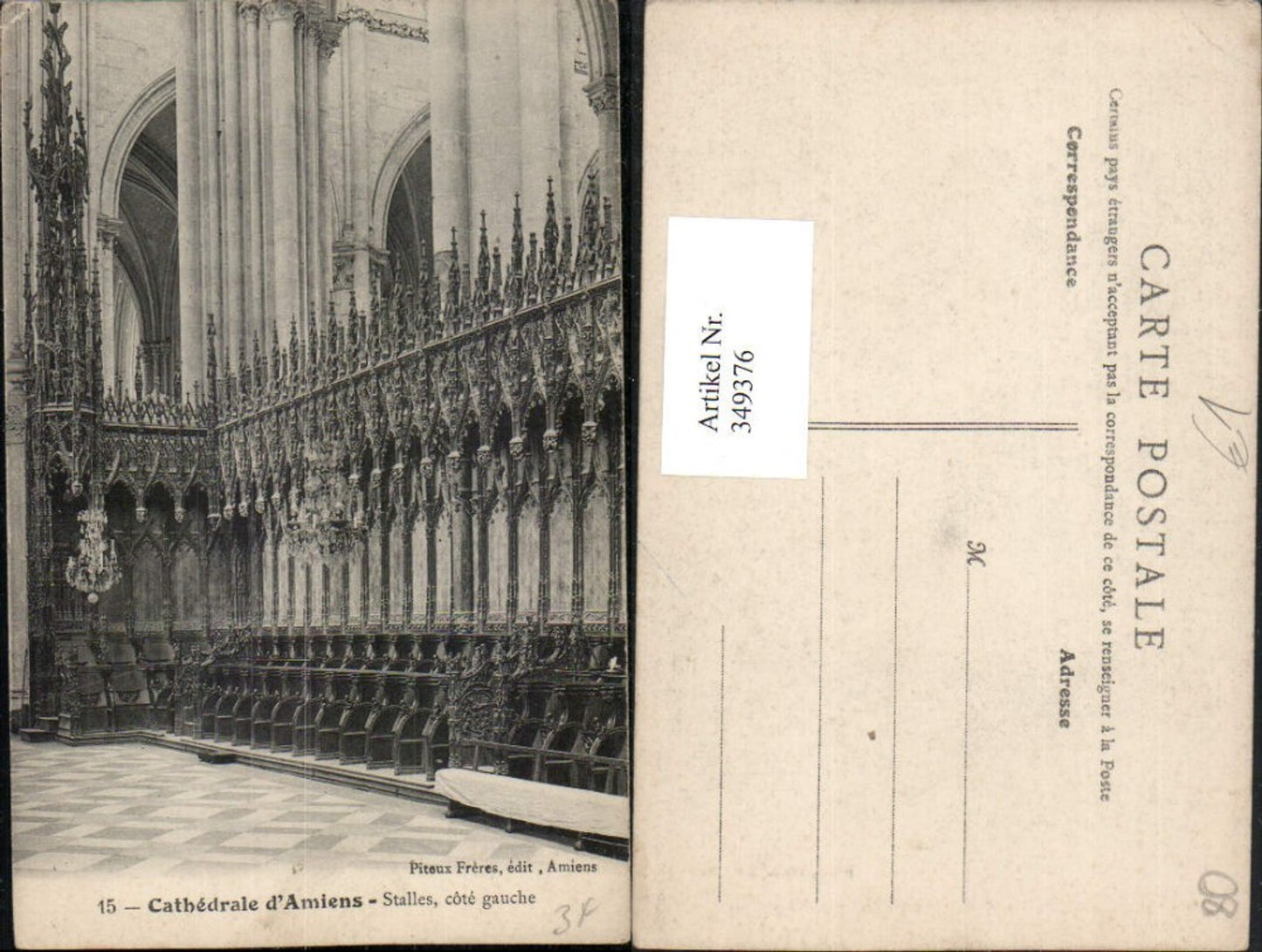 349376,Picardie Somme Amiens Cathedrale Stalles cote gauche Kirche Chorgestühl