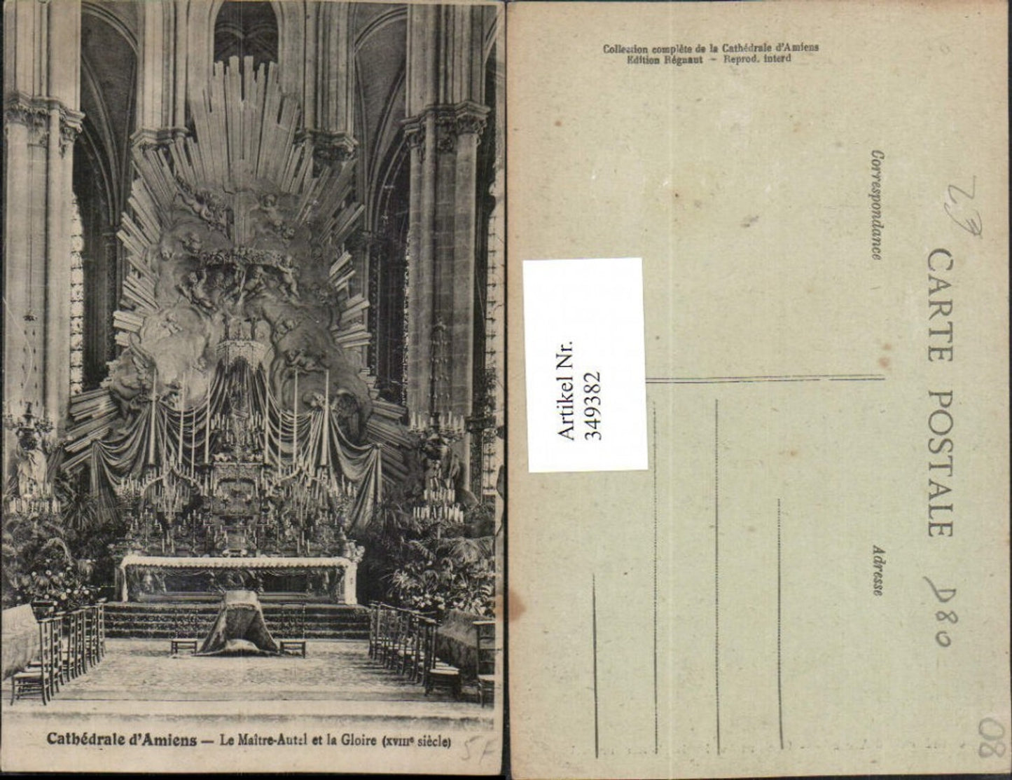 349382,Picardie Somme Amiens Cathedrale Le Maitre-Autel et la Gloire Kirche Altar