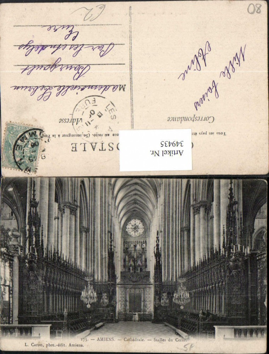 349435,Picardie Somme Amiens Cathedrale Stalles du Coeur Kirche Chorgestühl