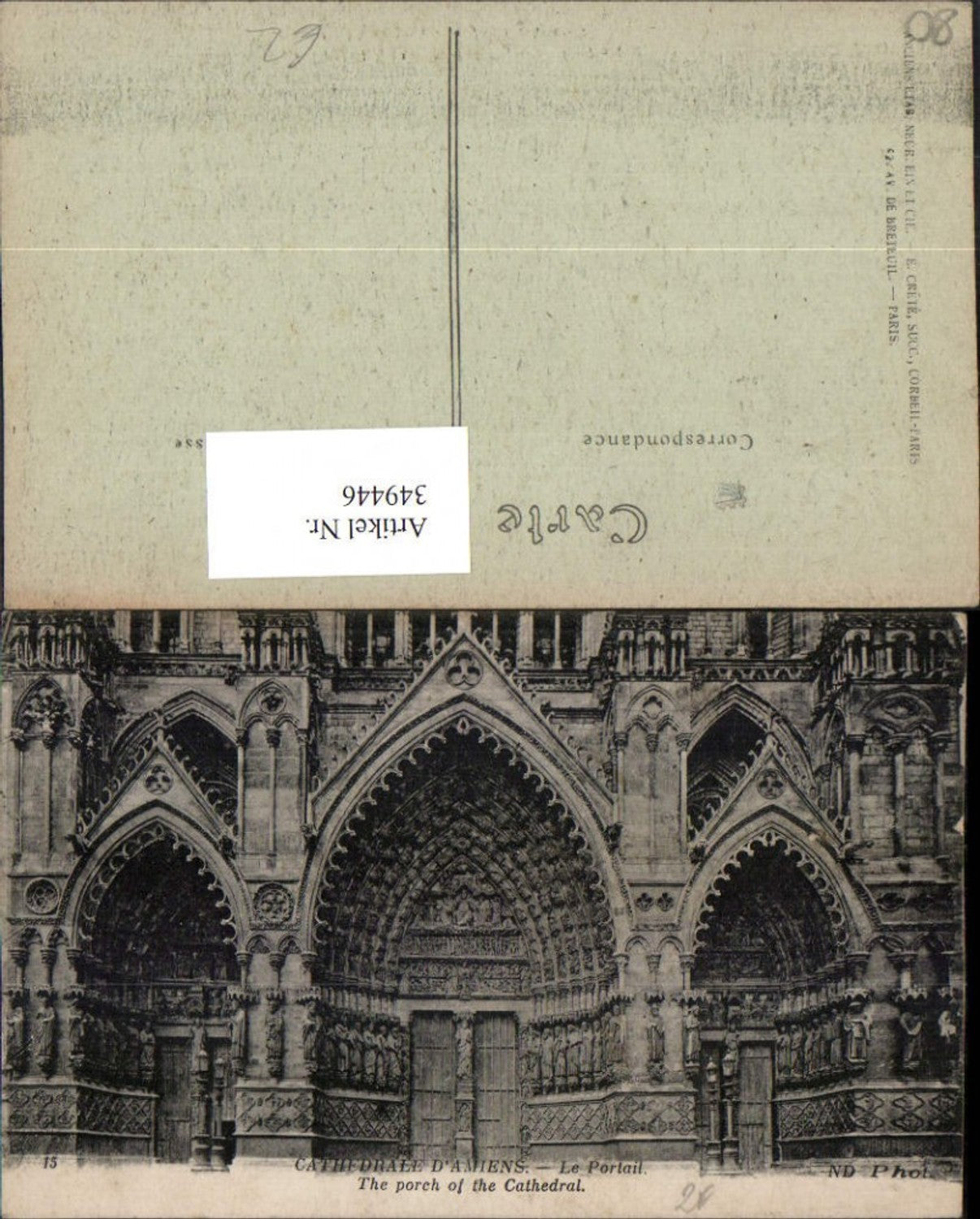 349446,Picardie Somme Amiens Cathedrale Le Portail Kirchenportal