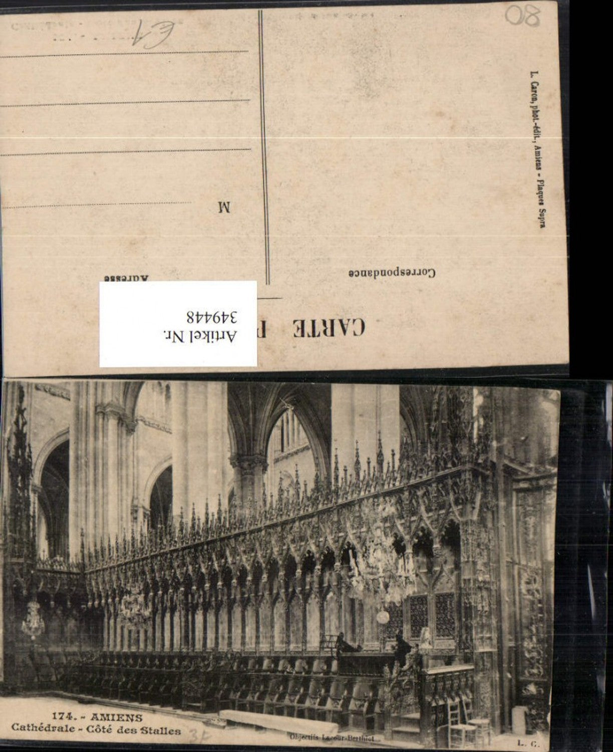 349448,Picardie Somme Amiens Cathedrale cote des Stalles Kirche Chorgestühl