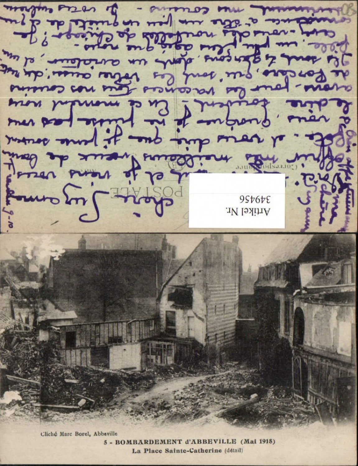 349456,Picardie Somme Abbeville Bombardement La Place Sainte-Catherine Zerstörung