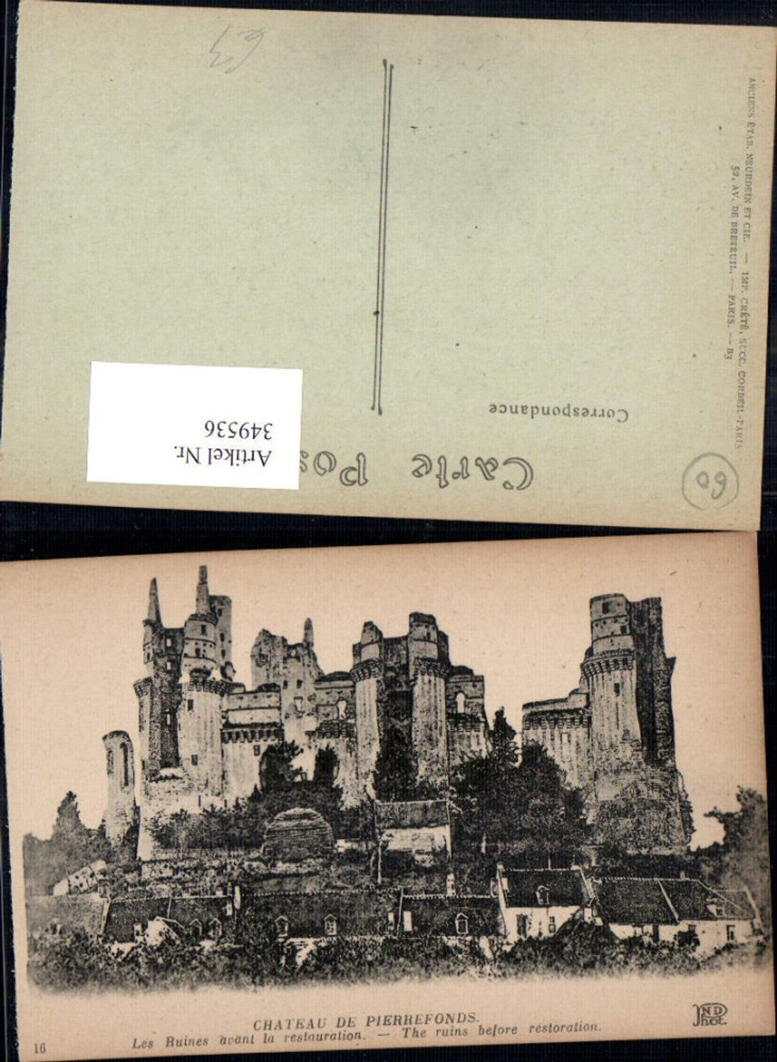 349536,Picardie Oise Pierrefonds Chateau Schloss Les Ruines avant la restauration