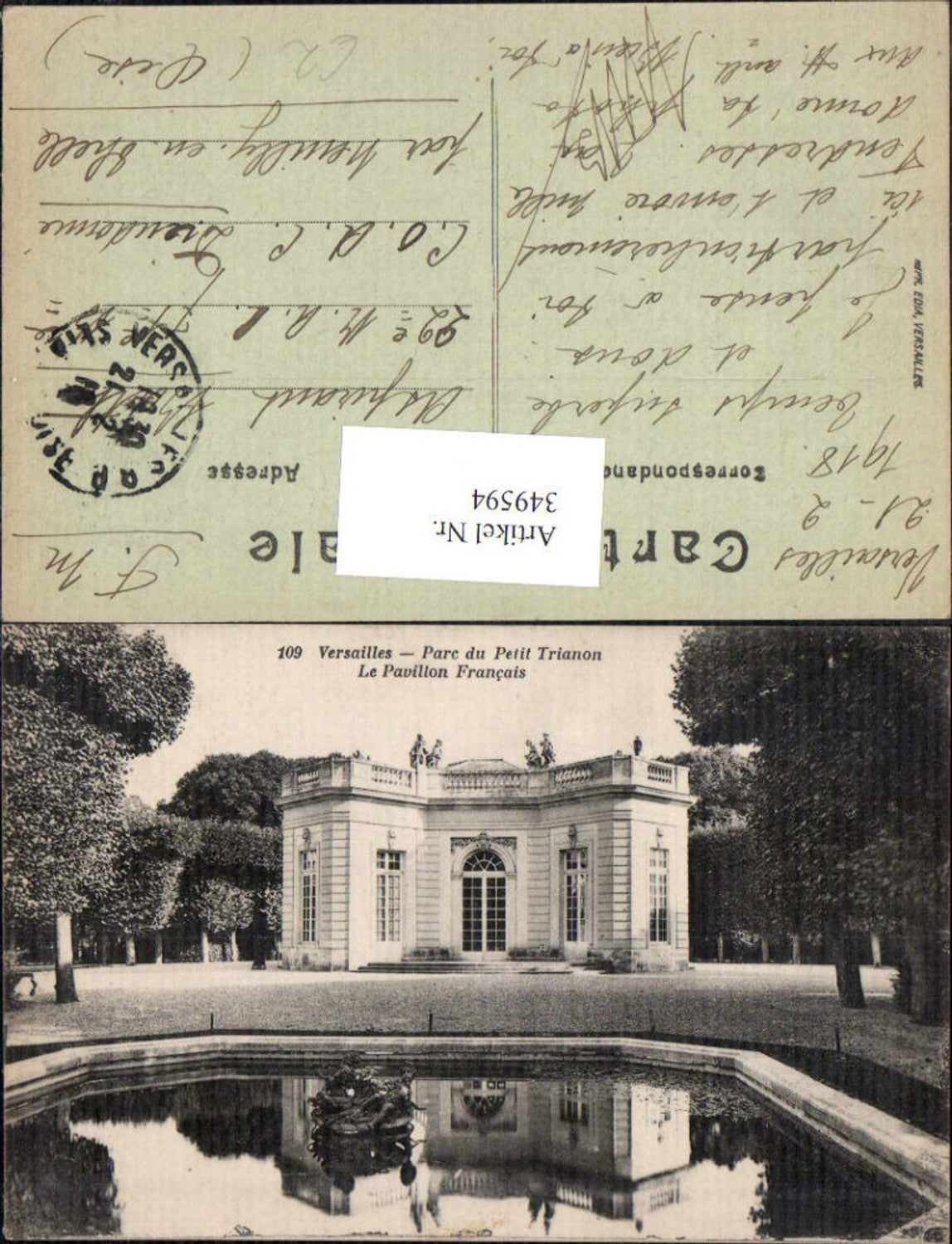 349594,Ile-de-France Yvelines Versailles Parc du Petit Trianon Le Pavillon Francais fountain