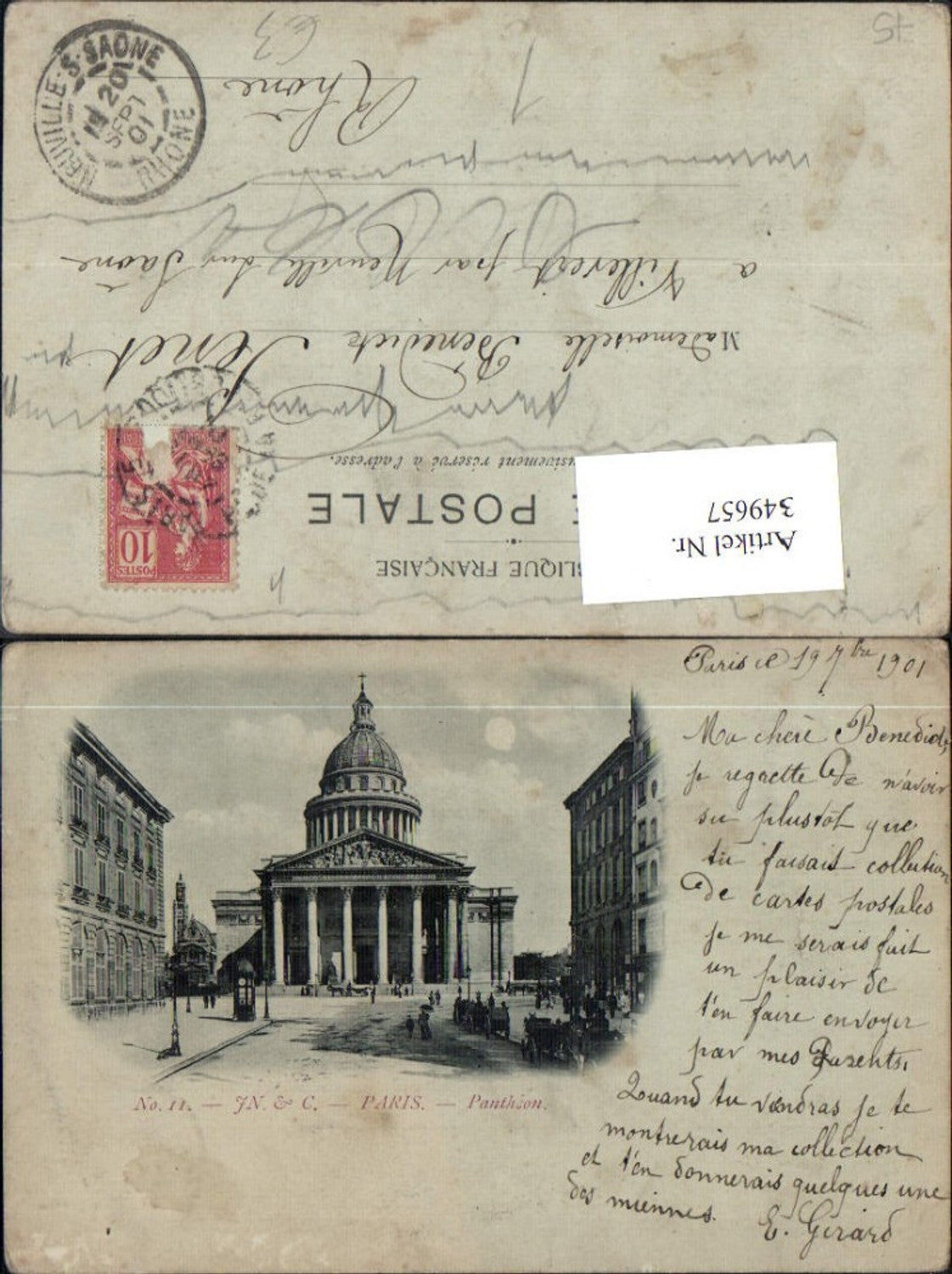 349657,Litho Ile-de-France Paris Pantheon Mondschein