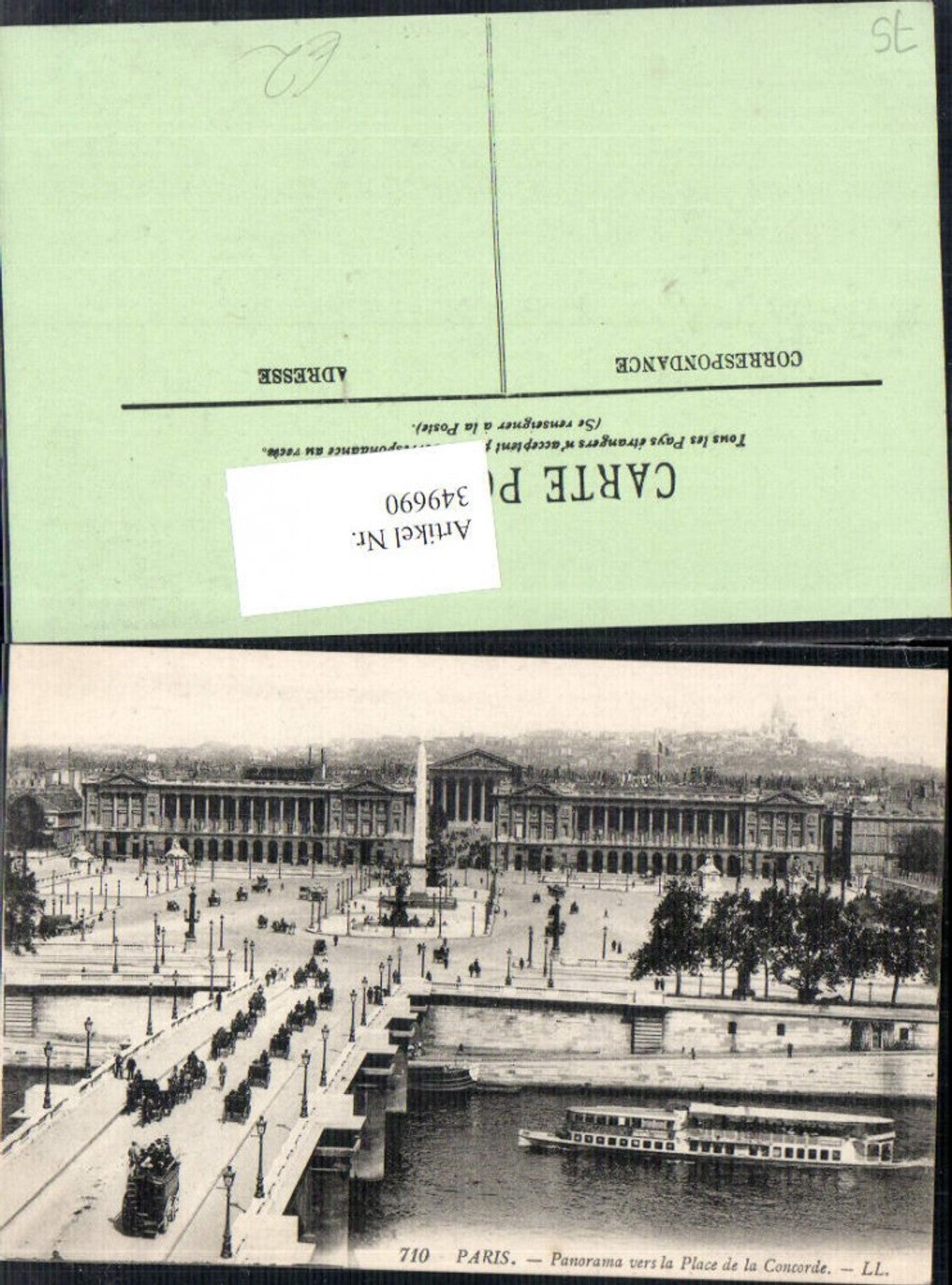 349690,Ile-de-France Paris Panorama vers le Place de la Concorde Schiff Brücke Kutsche