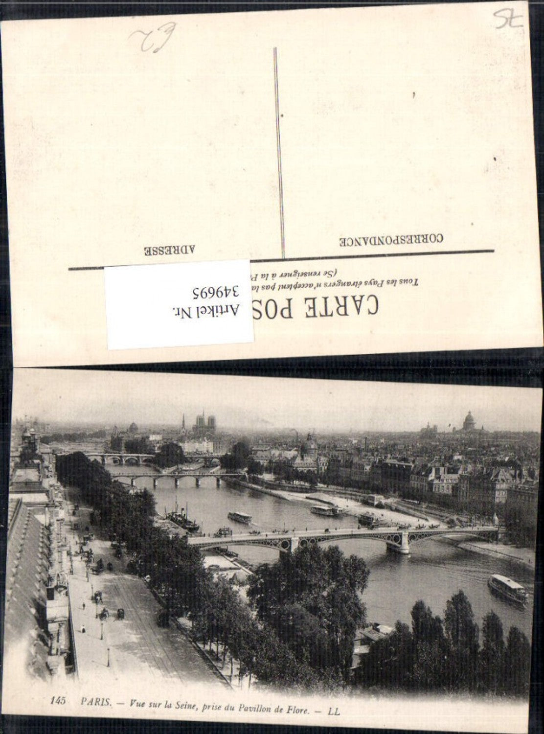 349695,Ile-de-France Paris Vue sur la Seine prise du Pavillon de Flore Schiffe Brücke