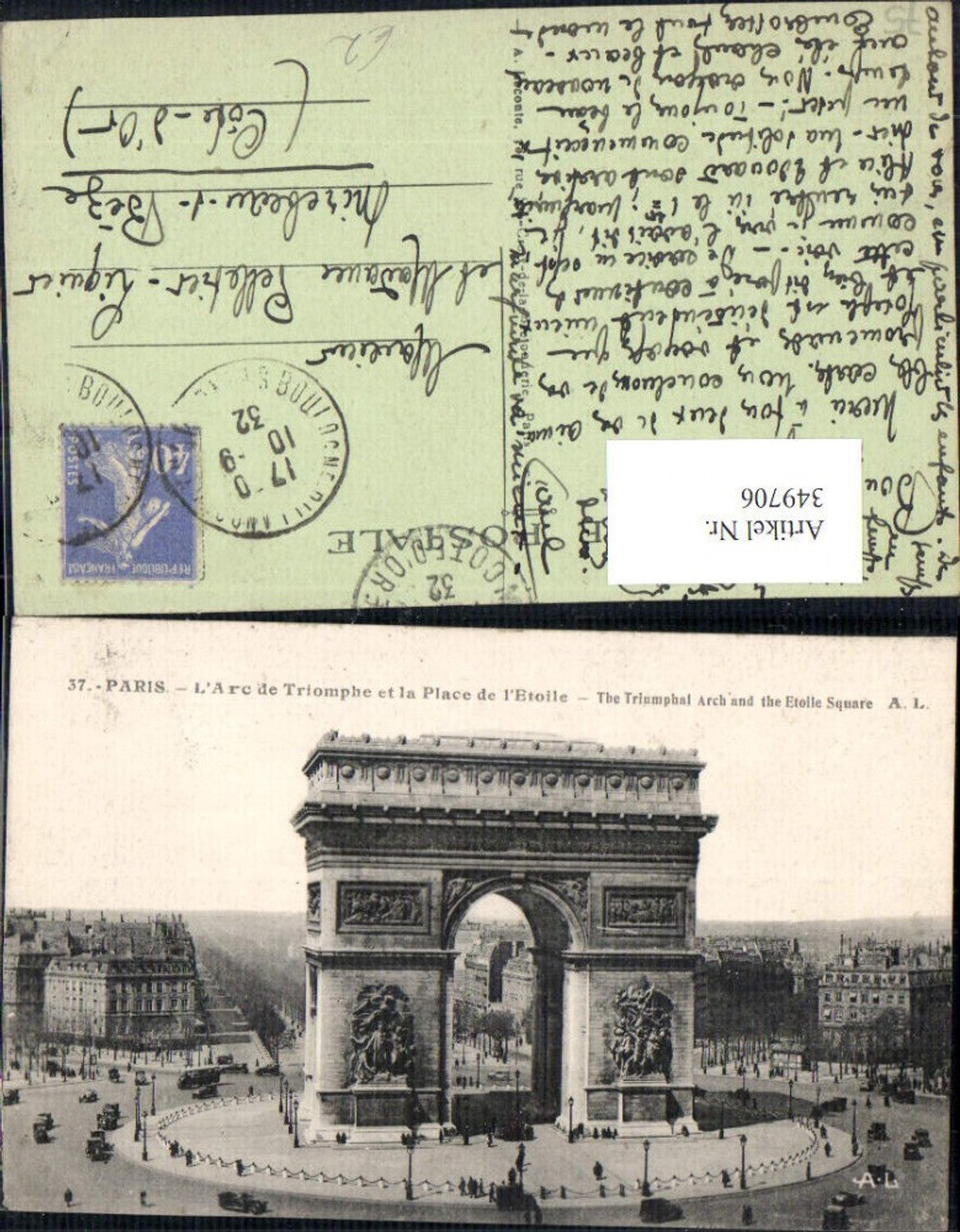 349706,Ile-de-France Paris L Arc de Triomphe et la Place de l Etoile Triumphbogen