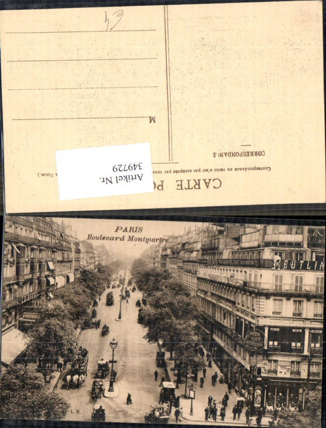 349729,Ile-de-France Paris Boulevard Montmartre Straßenansicht Kutsche Tram