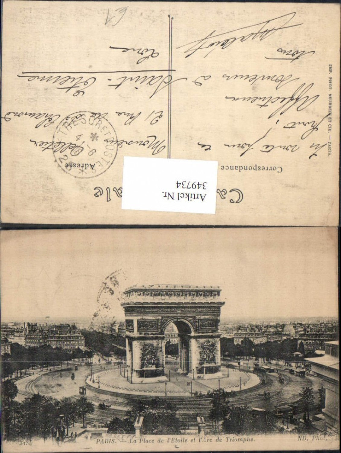 349734,Ile-de-France Paris La Place de l Etoile et l Arc de Triomphe Triumphbogen