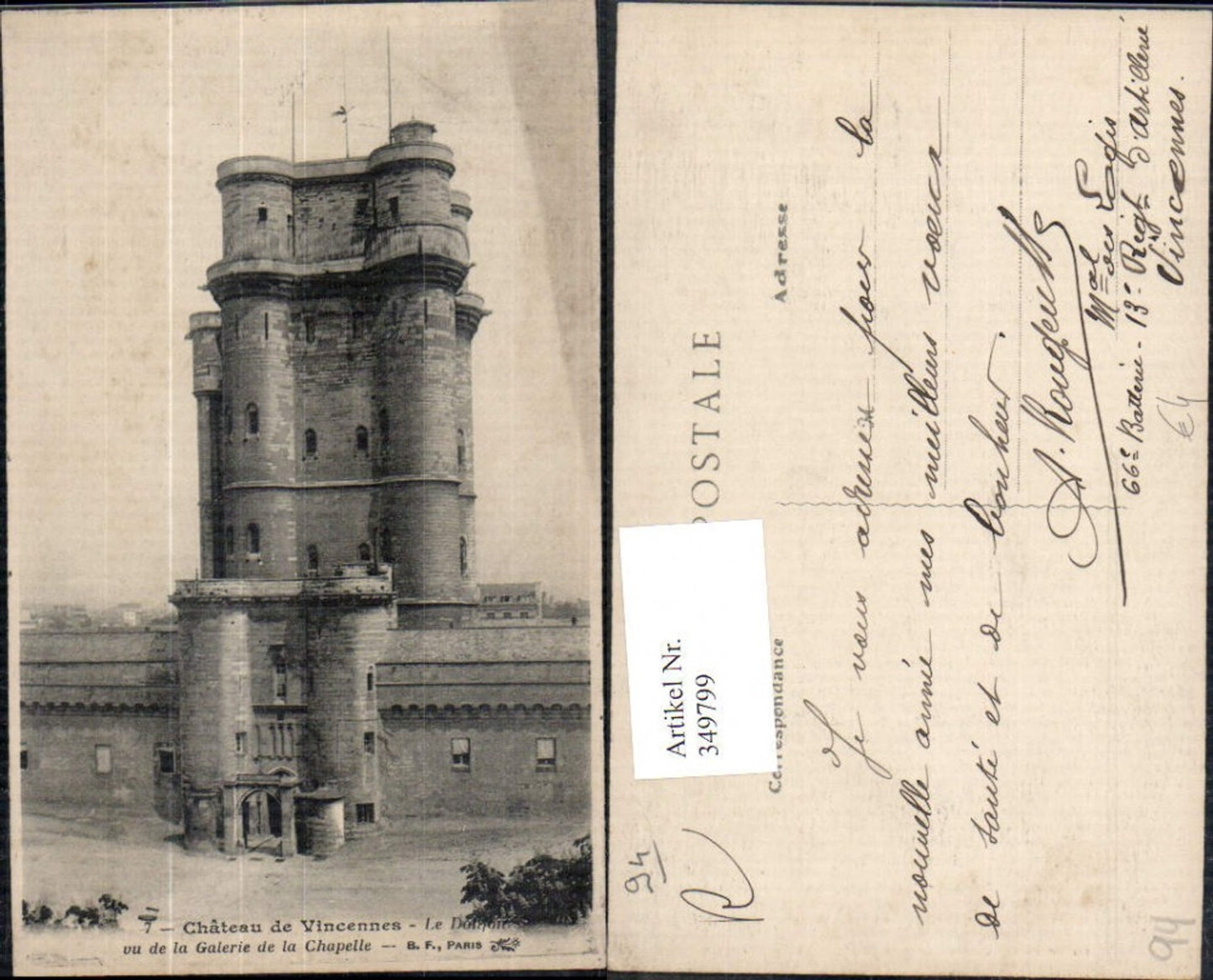 349799,Ile-de-Franche Val-de-Marne Chateau de Vincennes Le Donjon vu de la Galerie de la Chapelle
