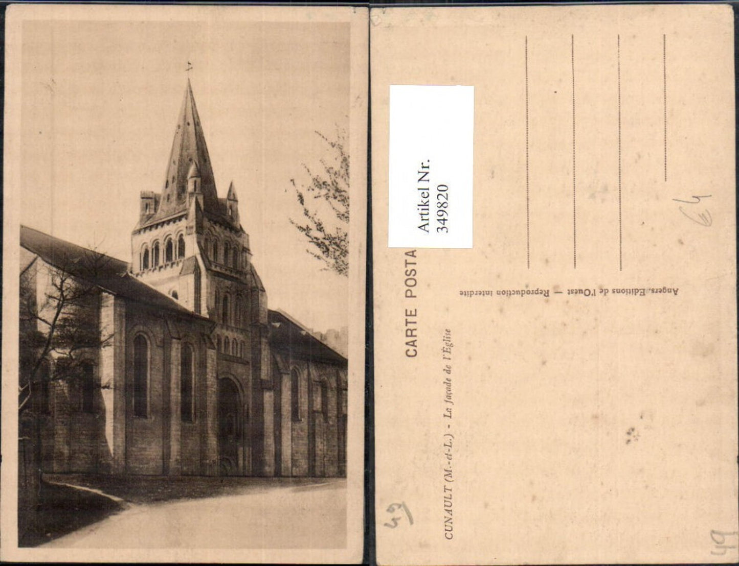 349820,Pays de la Loire Maine-et-Loire Cunault La facade de l Eglise Kirche