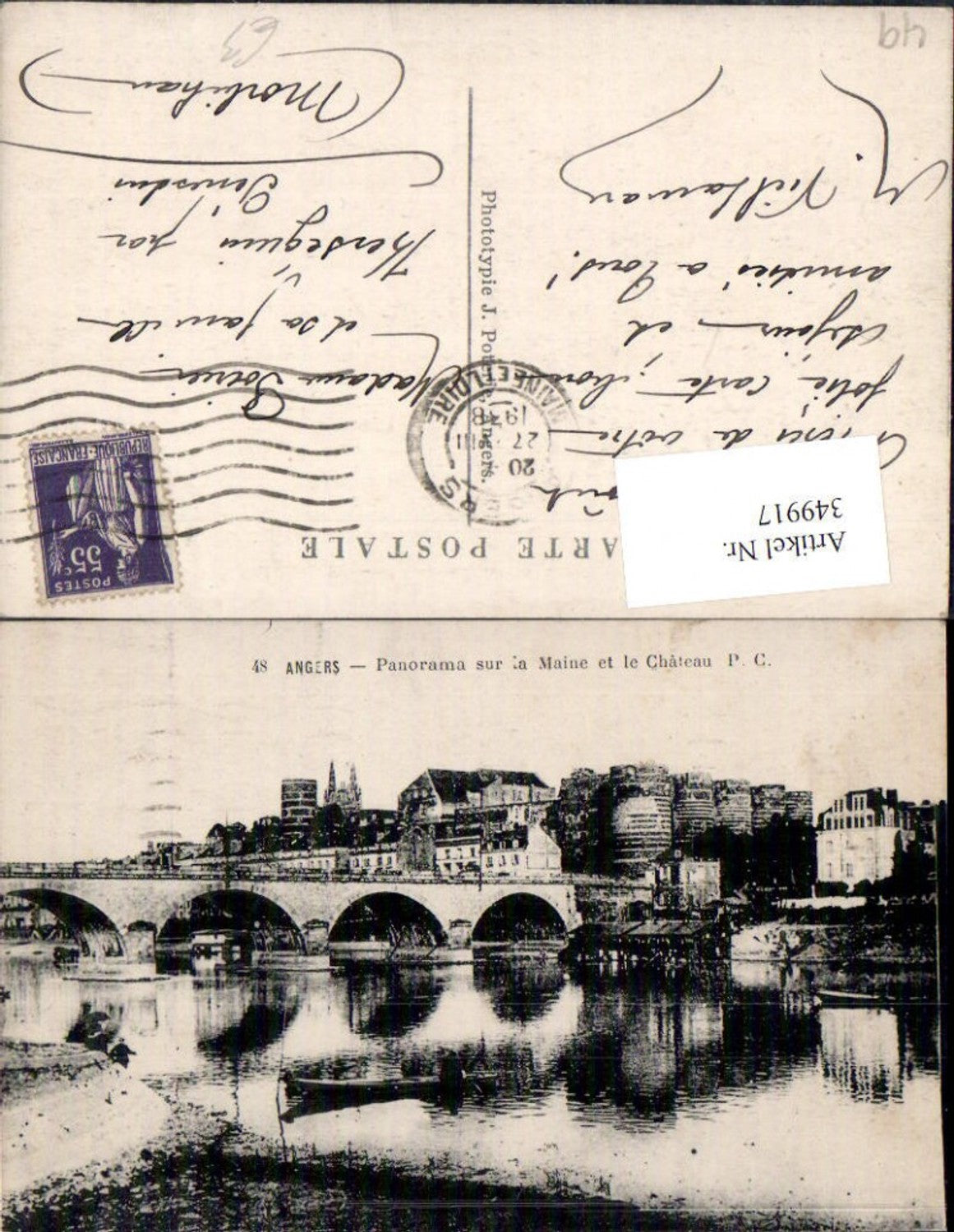 349917,Pays de la Loire Maine-et-Loire Angers Panorama sur la Maine et le Chateau Brücke Schloss