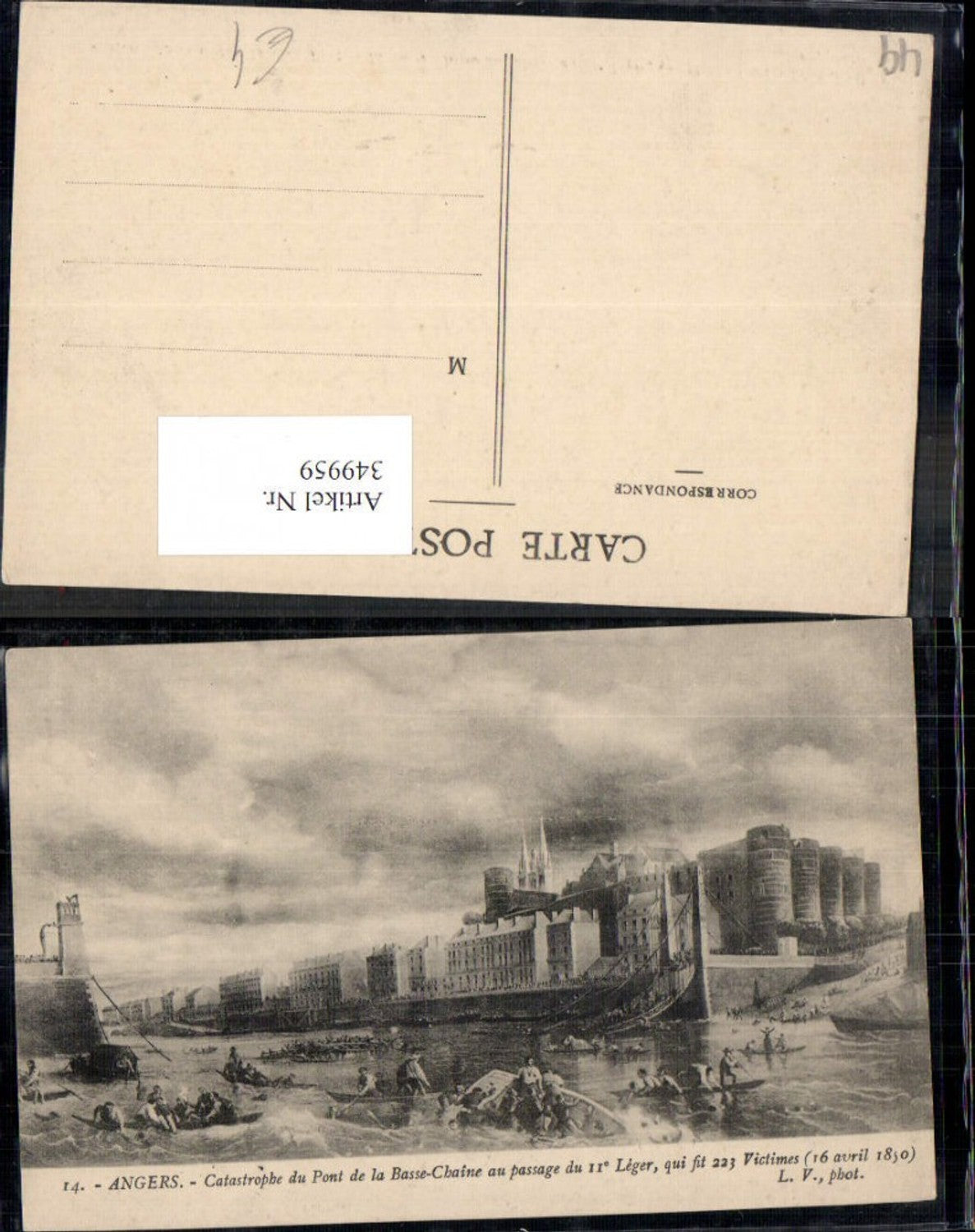 349959,Pays de la Loire Maine-et-Loire Angers Catastrophe du Pont de la Basse-Chaine 1850