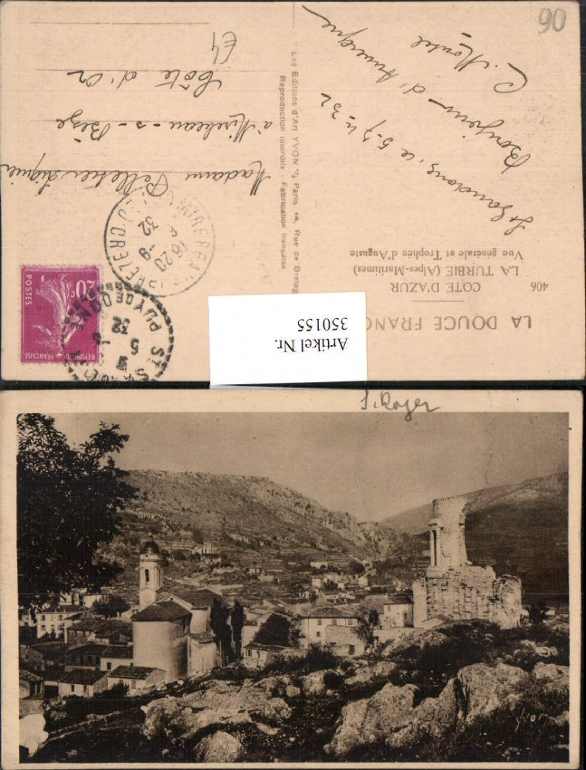 350155,Provence-Alpes-Cote-Azur Alpes-Maritimes La Turbie Vue generale et Trophee Auguste