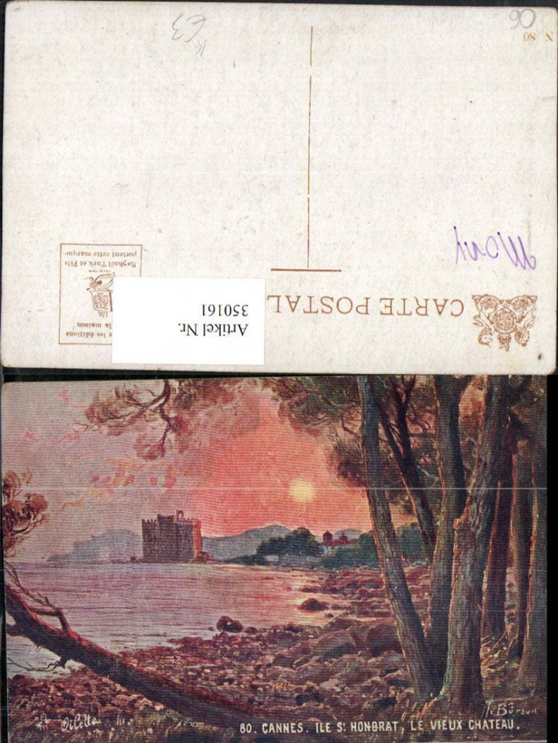 350161,Künstler AK Provence-Alpes-Cote-Azur Alpes-Maritimes Cannes Ile Honorat Chateau