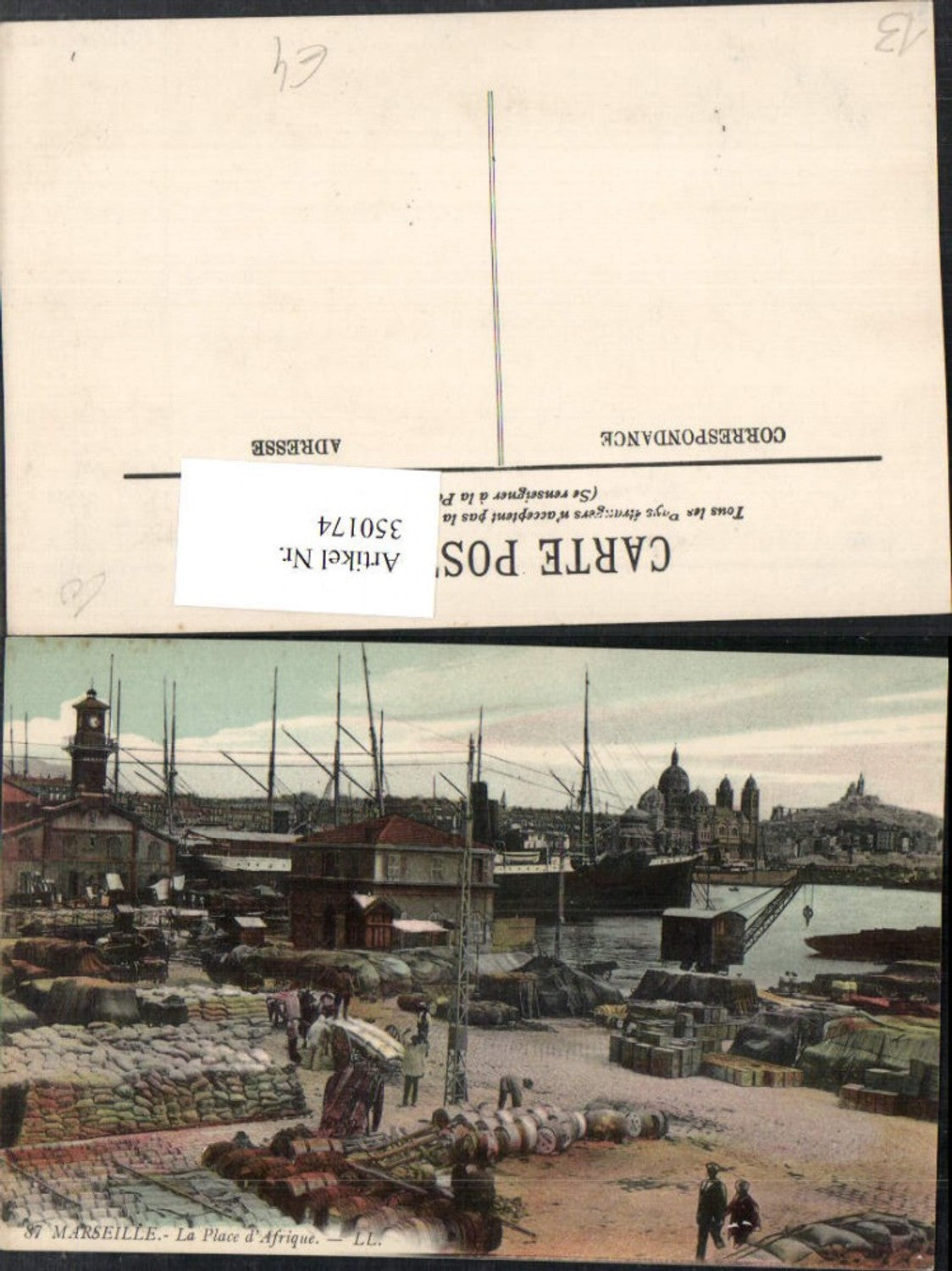 350174,Provence-Alpes-Cote-Azur Bouches-de-Rhone Marseille La Place Afrique Hafen Dampfer