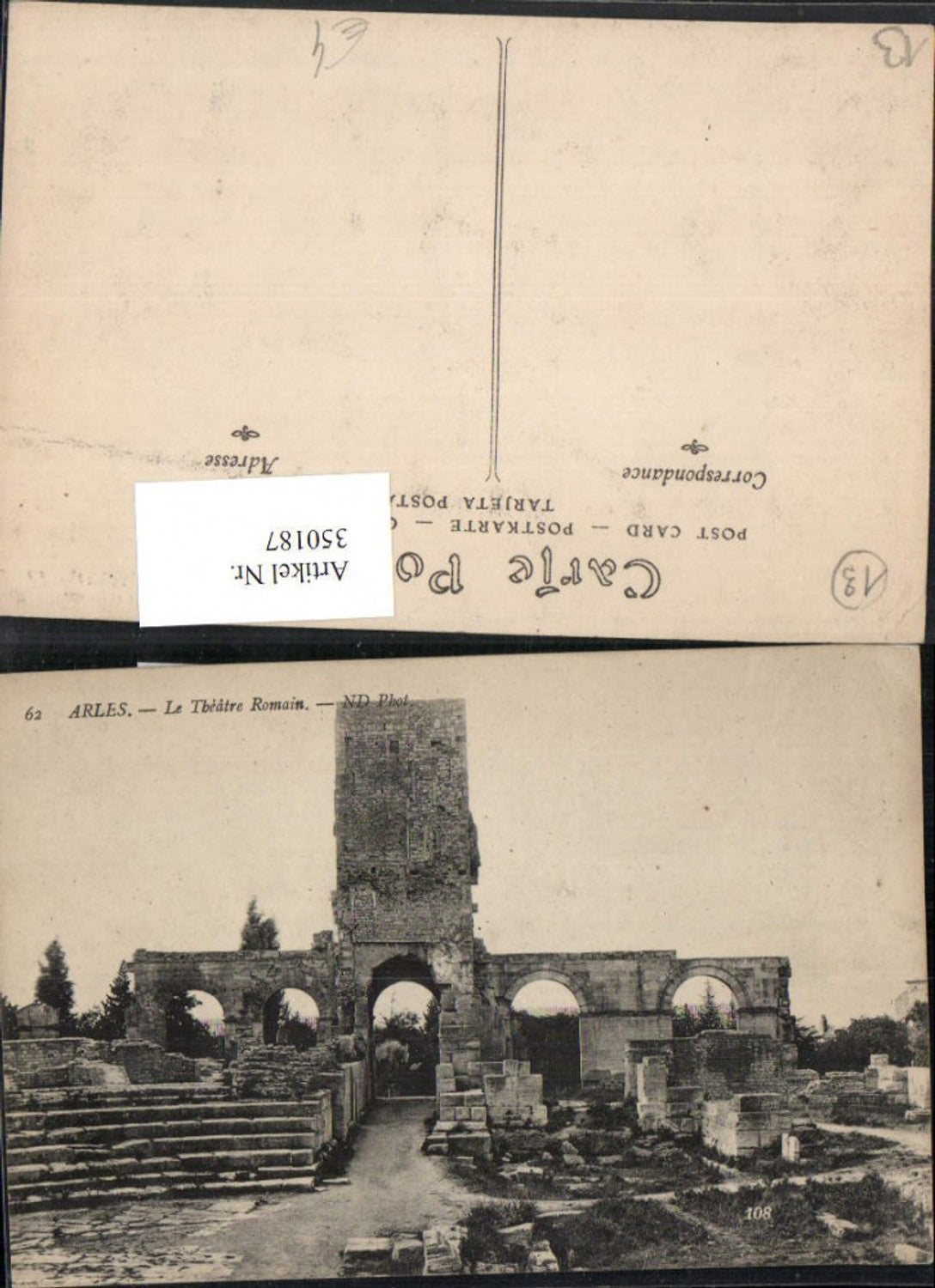 350187,Provence-Alpes-Cote-Azur Bouches-de-Rhone Arles Le Theatre Romaine