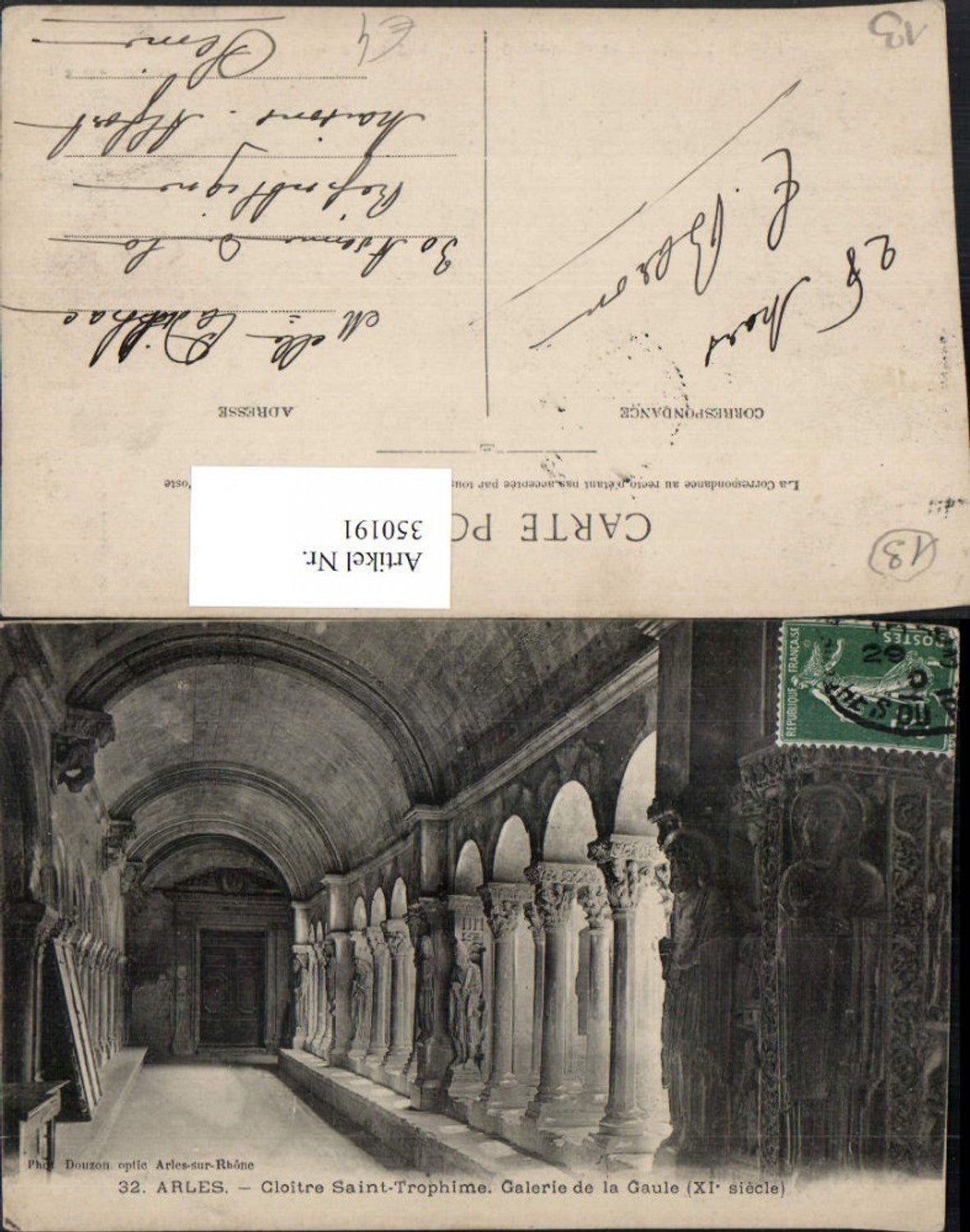 350191,Provence-Alpes-Cote-Azur Bouches-de-Rhone Arles Cloitre Saint-Trophime Kloster Gang