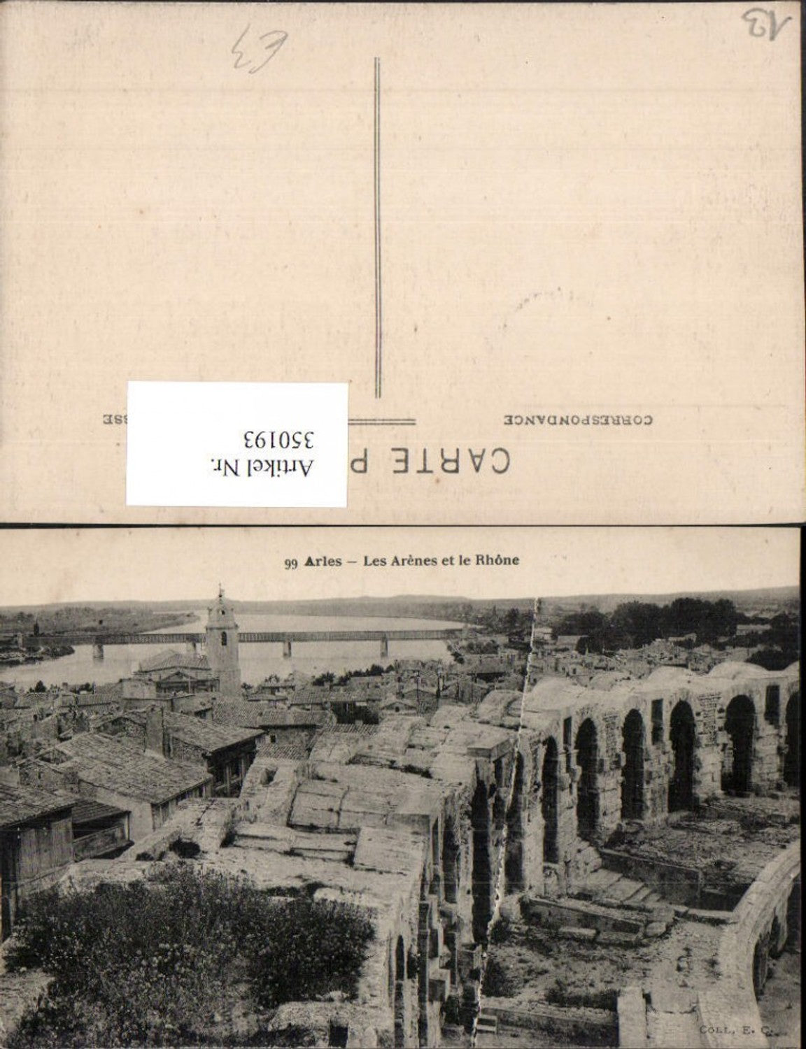 350193,Provence-Alpes-Cote-Azur Bouches-de-Rhone Arles Les Arenes et le Rhone Teilansicht