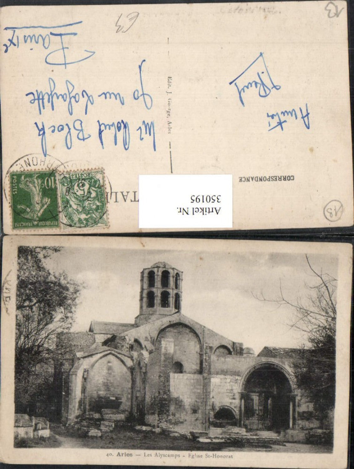 350195,Provence-Alpes-Cote-Azur Bouches-de-Rhone Arles Les Alyscamps Eglise St-Honorat Kirche