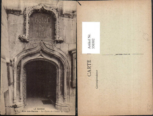 350302,Rhone-Alpes Savoie Aix-les-Bains La Porte de l'Hotel de Ville Rathaus Portal