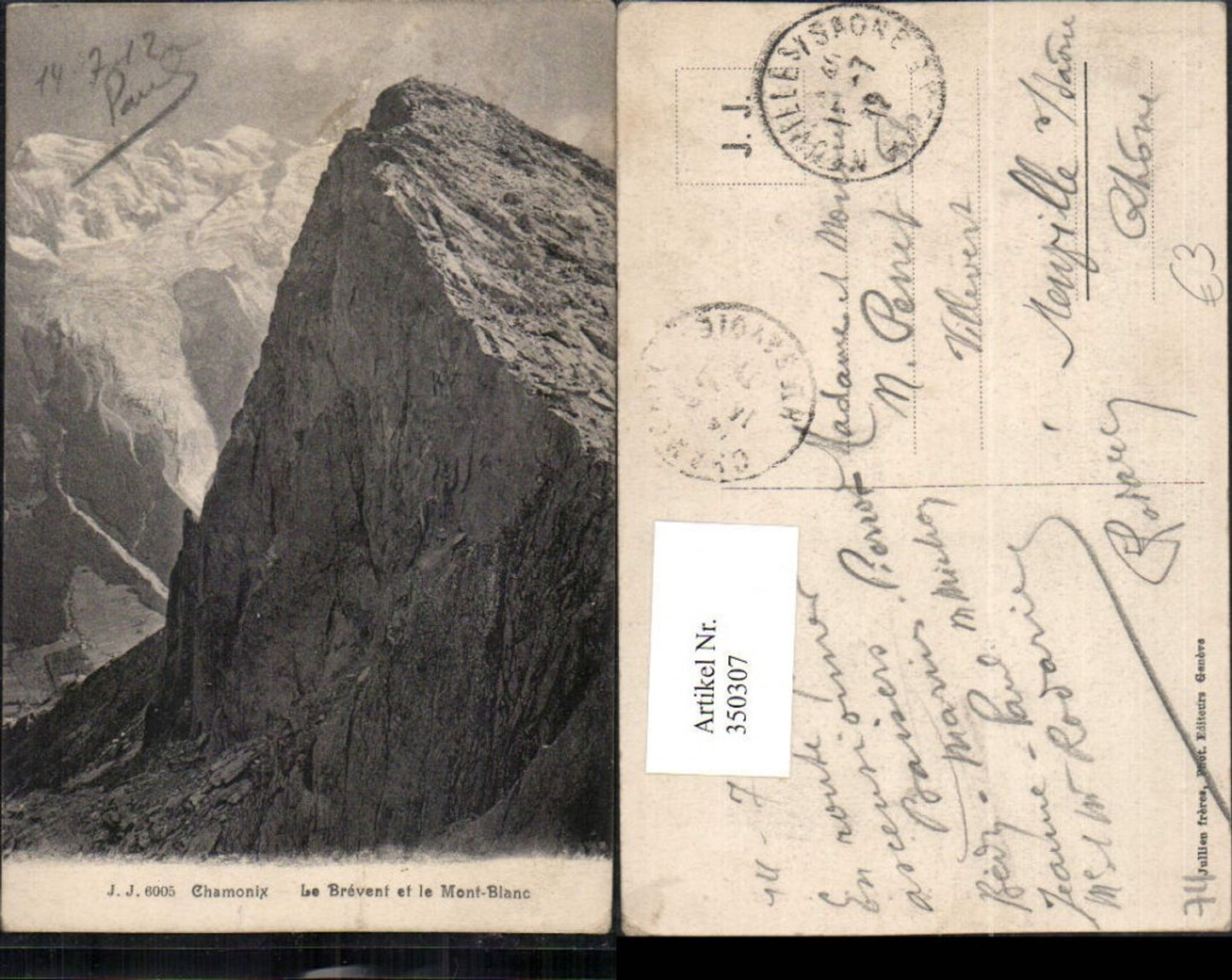 350307,Rhone-Alpes Haute-Savoie Chamonix Le Brevent et le Mont-Blanc Bergkulisse
