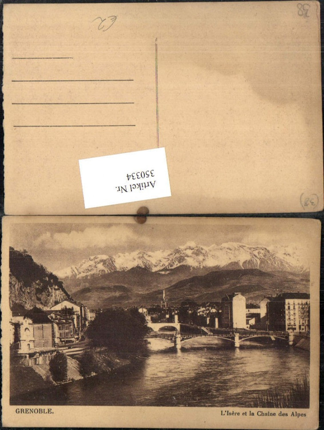 350334,Rhone-Alpes Isere Grenoble L'Isere et la Chaine des Alpes Teilansicht Bergkulisse