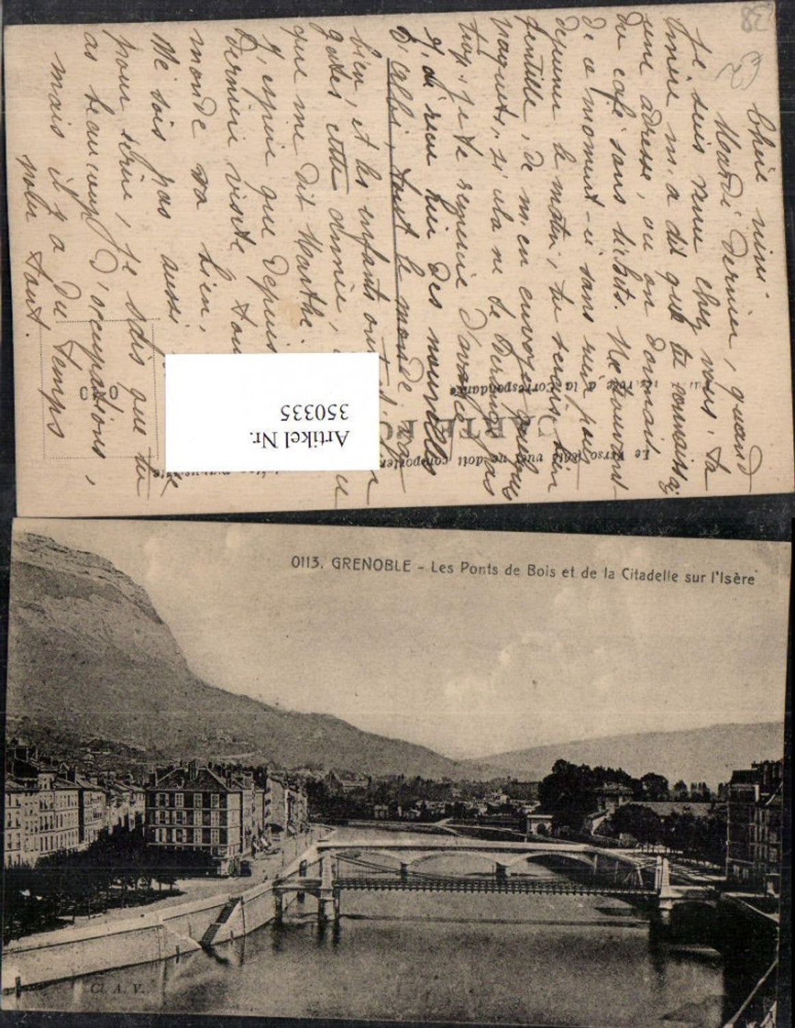 350335,Rhone-Alpes Isere Grenoble Ponts de Bois et de la Citadelle sur l'Isere Brücken