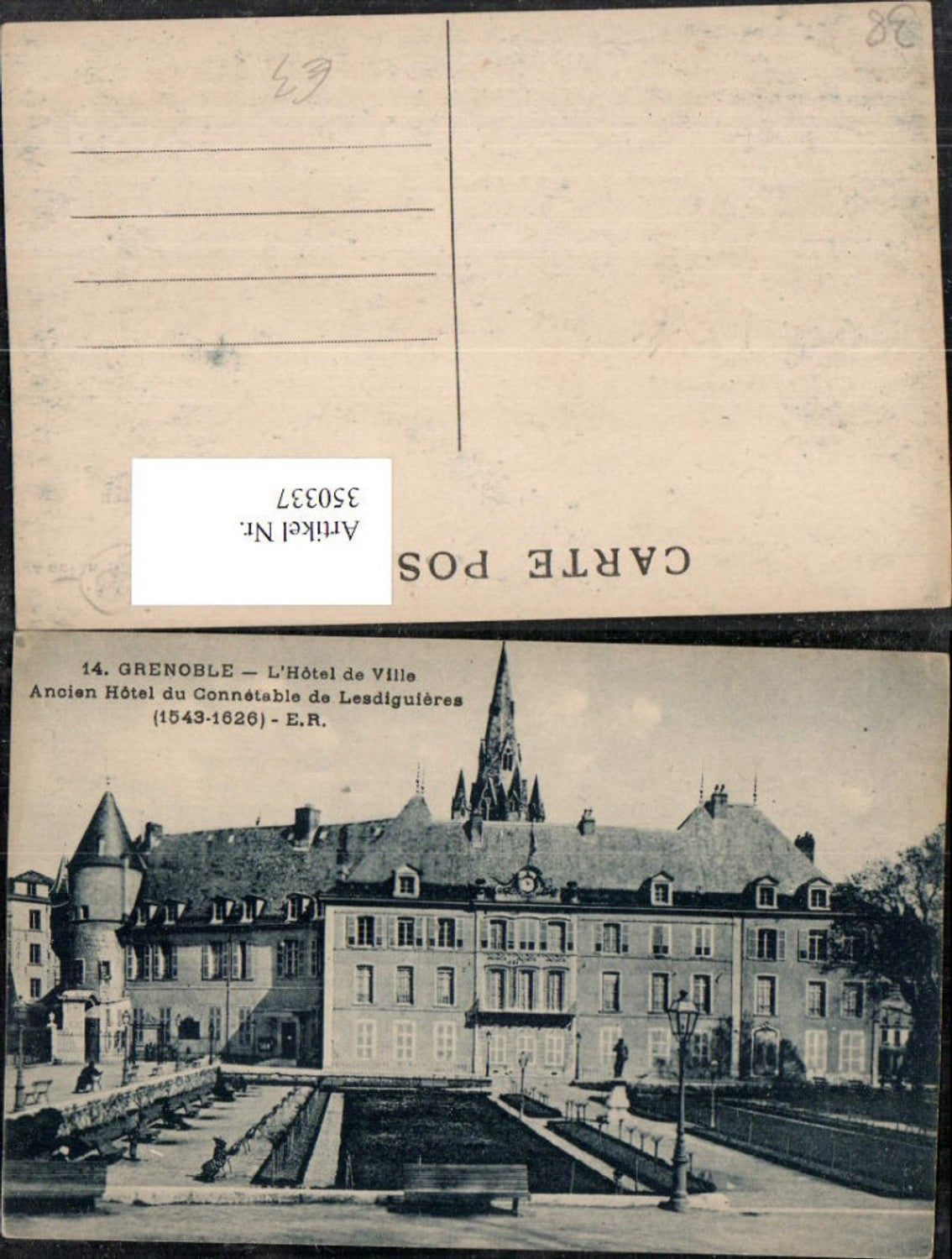 350337,Rhone-Alpes Isere Grenoble L'Hotel de Ville Rathaus