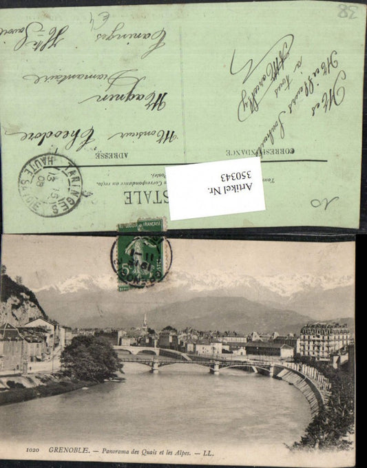 350343,Rhone-Alpes Isere Grenoble Panorama des Quais et les Alpes Teilansicht
