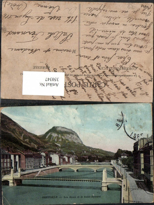 350347,Rhone-Alpes Isere Grenoble Les Quais et le Saint-Eynard Brücken