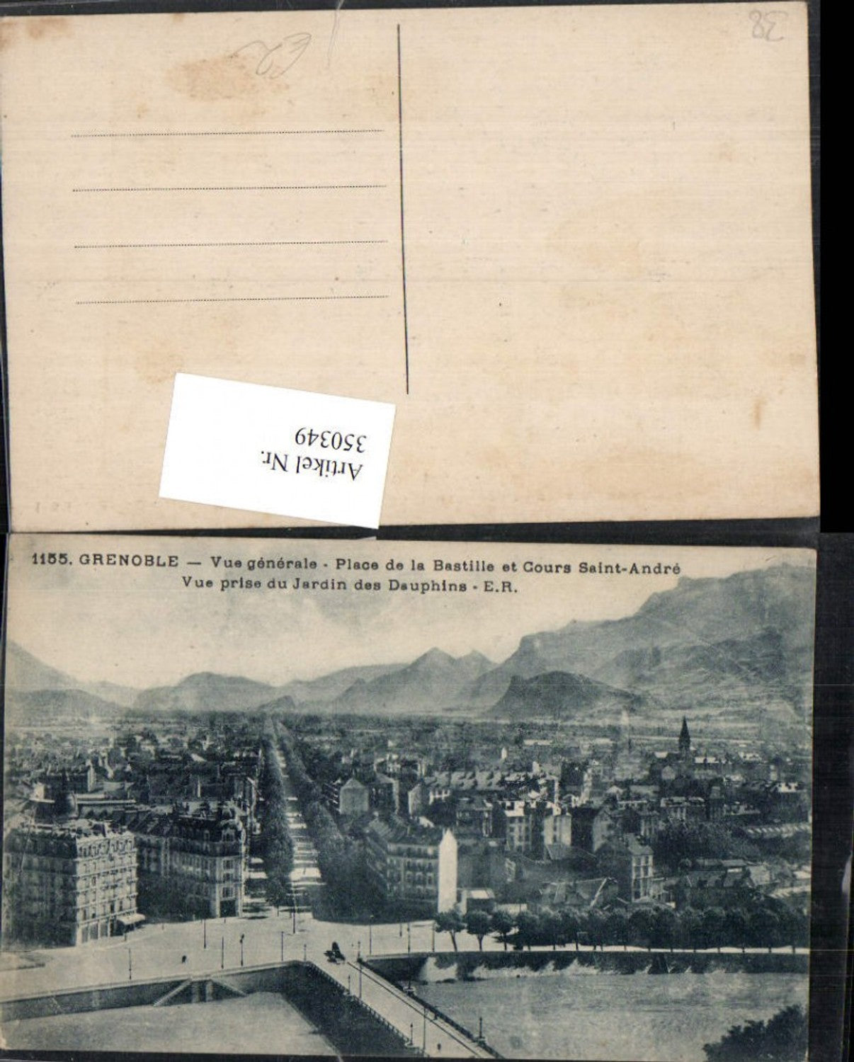 350349,Rhone-Alpes Isere Grenoble Vue generale Place Bastille et Cours Saint-Andre Teilansicht