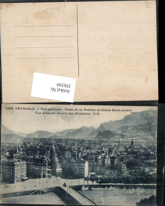 350349,Rhone-Alpes Isere Grenoble Vue generale Place Bastille et Cours Saint-Andre Teilansicht