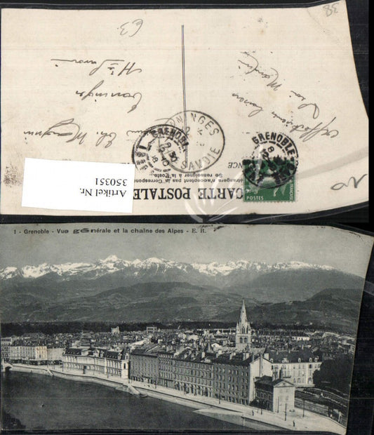 350351,Rhone-Alpes Isere Grenoble Vue generale et la Chaine Alpes Totale Bergkulisse