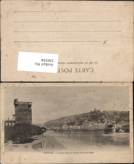 350358,Rhone-Alpes Isere Vienne Le Quai Pajot et l'ancien fort de la Batie Turm