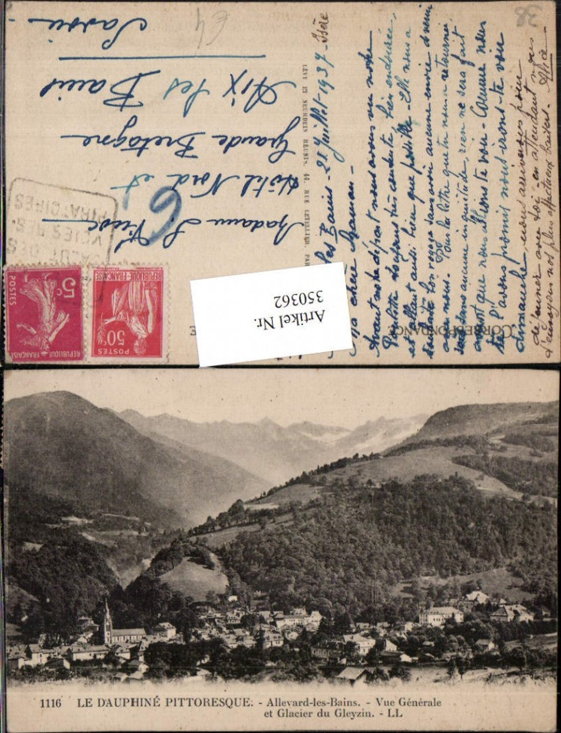 350362,Rhone-Alpes Isere Dauphine Allevard-les-Bains Vue Generale Totale Bergkulisse