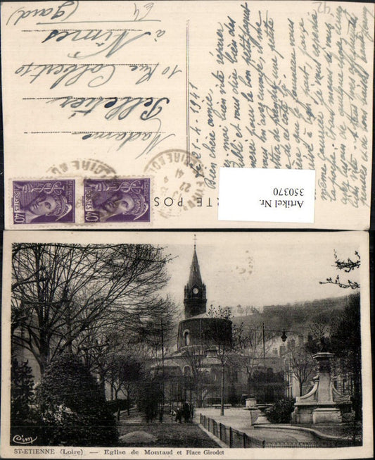 350370,Rhone-Alpes Isere Loire St-Etienne Eglise de Montaud et Place Girodet Kirche