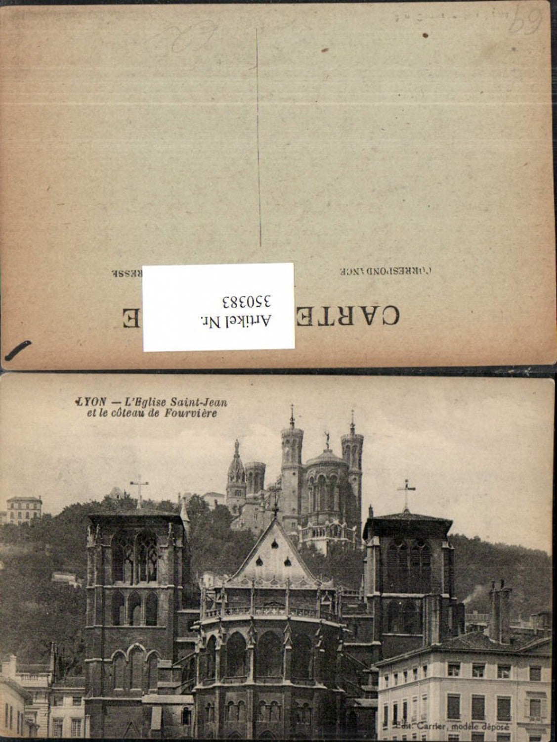 350383,Rhone-Alpes Isere Rhone Lyon L'Eglise Saint-Jean et le coteau de Fourviere Kirche