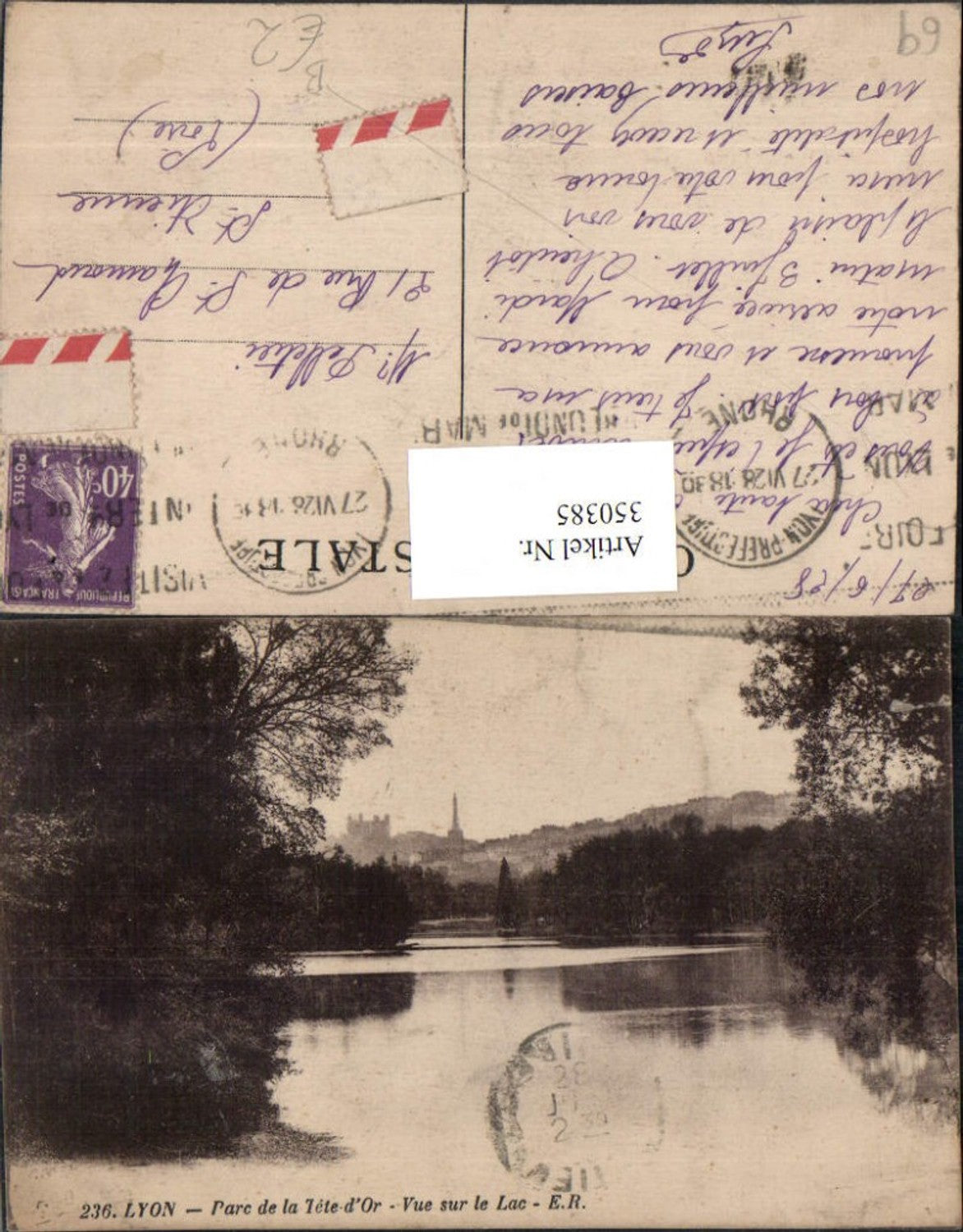 350385,Rhone-Alpes Isere Rhone Lyon Parc de la Tete d'Or Vue sur le Lac See