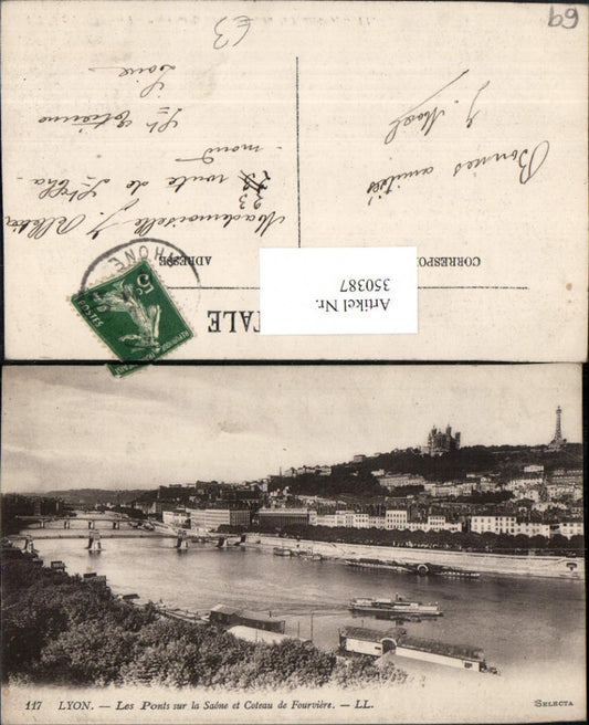 350387,Rhone-Alpes Isere Rhone Lyon Les Ponts sur la Saone et Coteau de Fourviere Totale