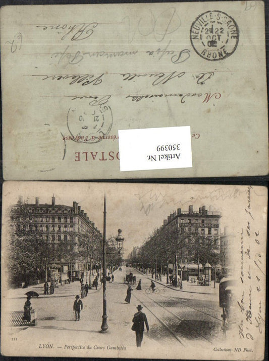 350399,Rhone-Alpes Isere Rhone Lyon Perspective du Cours Gambetta Straßenansicht
